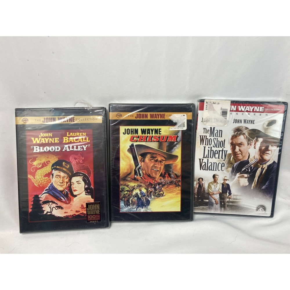 John Wayne DVD Lot of 3 Chisum Liberty Valance Blood Alley NEW Sealed